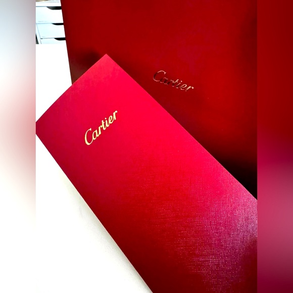 AUTH CARTIER CC PARIS SMALL TOTE PRESENTATION PAPER GIFT BAG RED 10x9x3.5